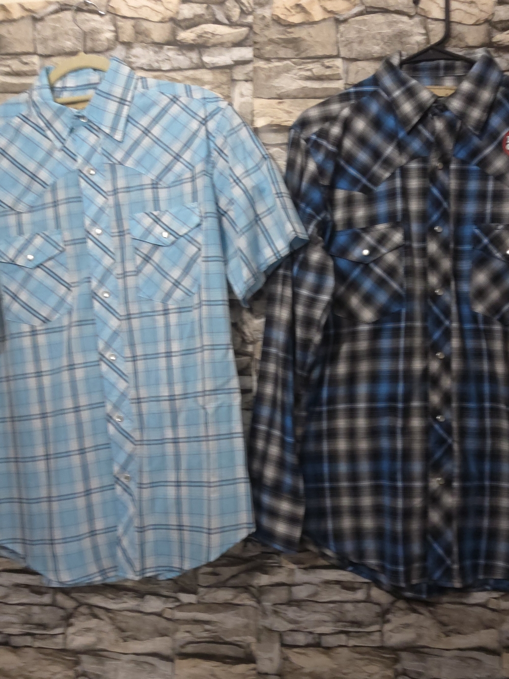 Wrangler NWT Western Men Medium Plaid Button Up Shirt Bundle